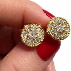 Freida Rothman (vault) 925 Sterling Silver  14K Gold Overlay CZ Cluster Earrings